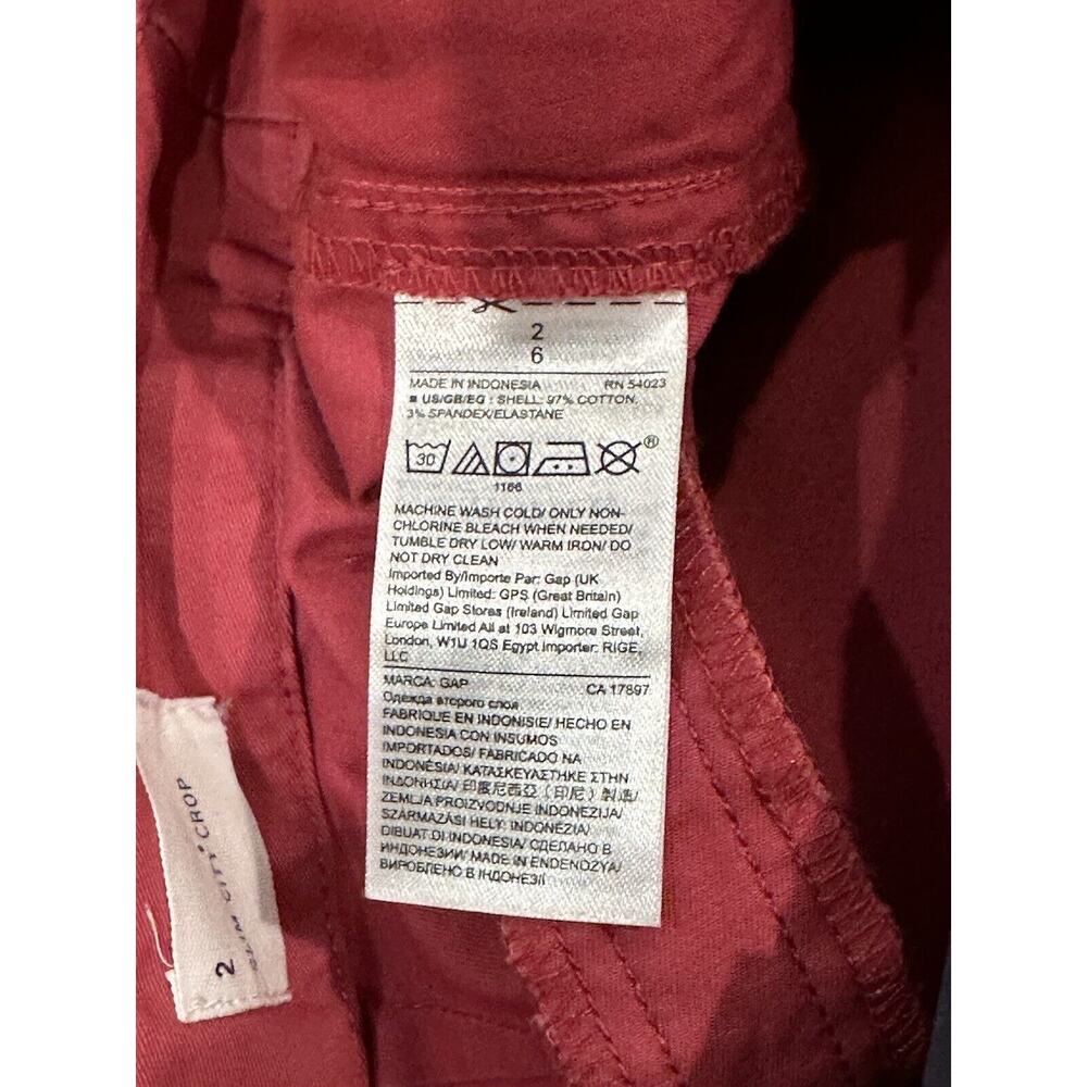 GAP Slim City Crop Burgundy Cotton Women’s Size 2 Pants NEW RETAIL $60 - Picture 9 of 10
